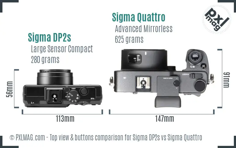 Sigma DP2s vs Sigma Quattro top view buttons comparison