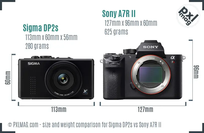 Sigma DP2s vs Sony A7R II size comparison