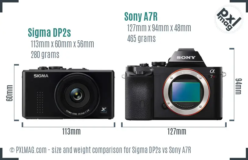 Sigma DP2s vs Sony A7R size comparison