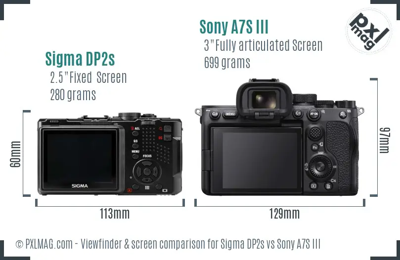Sigma DP2s vs Sony A7S III Screen and Viewfinder comparison