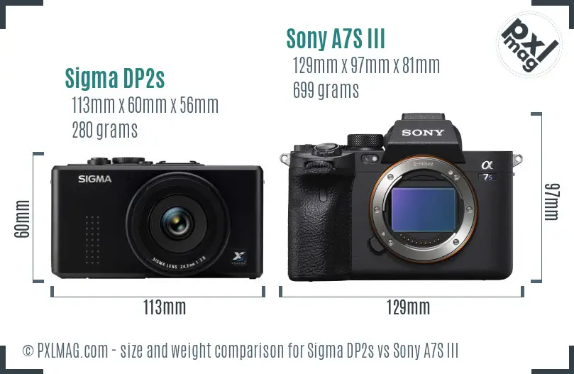 Sigma DP2s vs Sony A7S III size comparison