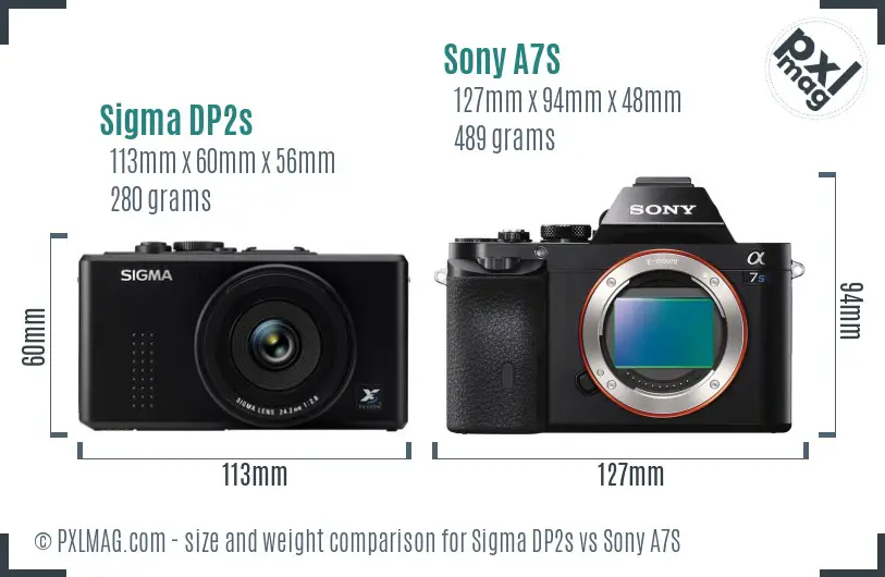 Sigma DP2s vs Sony A7S size comparison