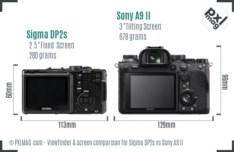 Sigma DP2s vs Sony A9 II Screen and Viewfinder comparison