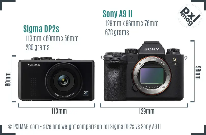 Sigma DP2s vs Sony A9 II size comparison