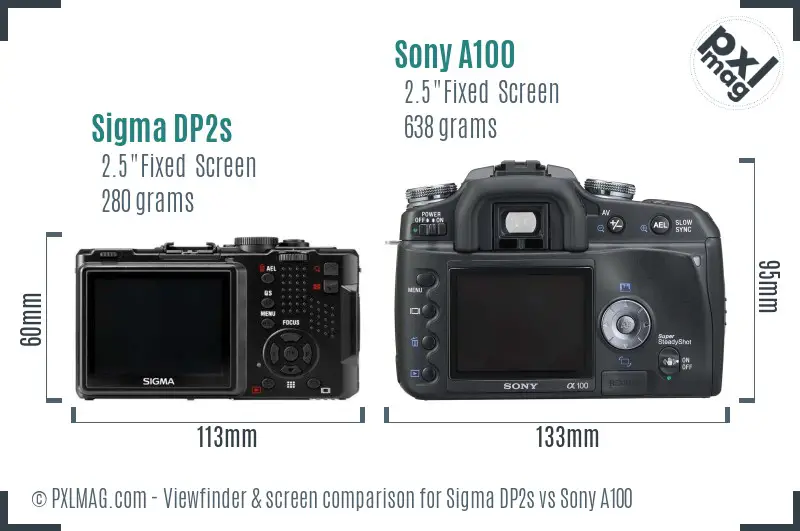 Sigma DP2s vs Sony A100 Screen and Viewfinder comparison