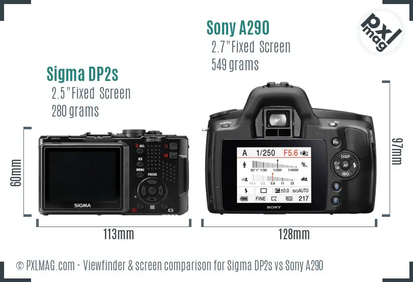 Sigma DP2s vs Sony A290 Screen and Viewfinder comparison Sigma DP2s vs Sony A290 Screen and Viewfinder comparison