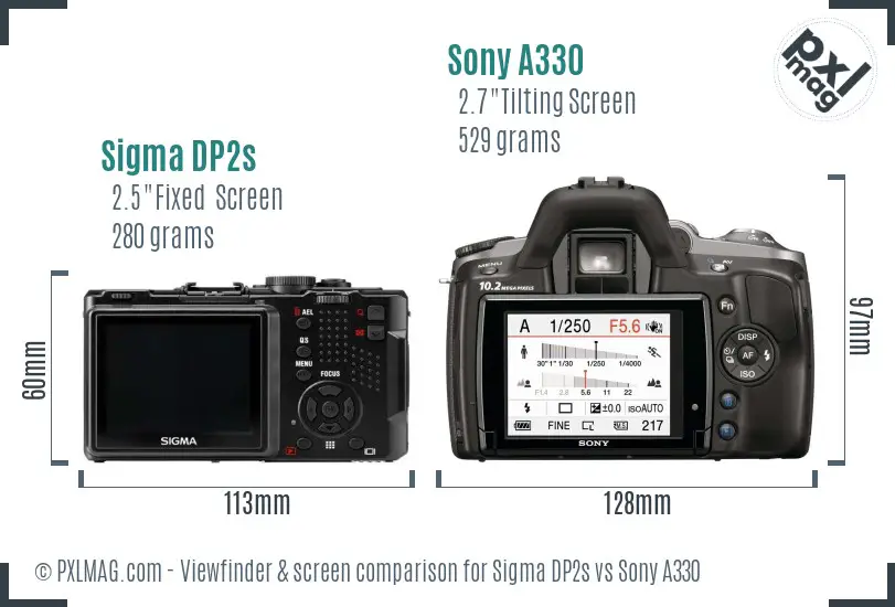 Sigma DP2s vs Sony A330 Screen and Viewfinder comparison Sigma DP2s vs Sony A330 Screen and Viewfinder comparison