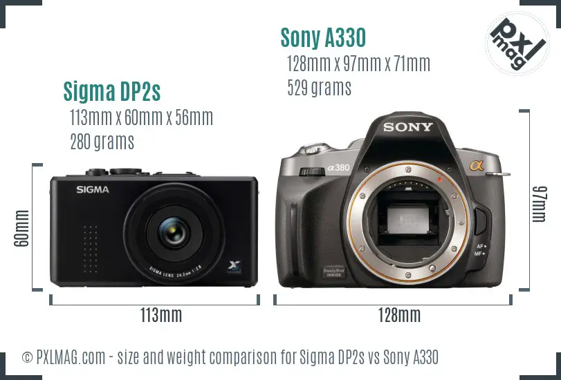 Sigma DP2s vs Sony A330 size comparison Sigma DP2s vs Sony A330 size comparison