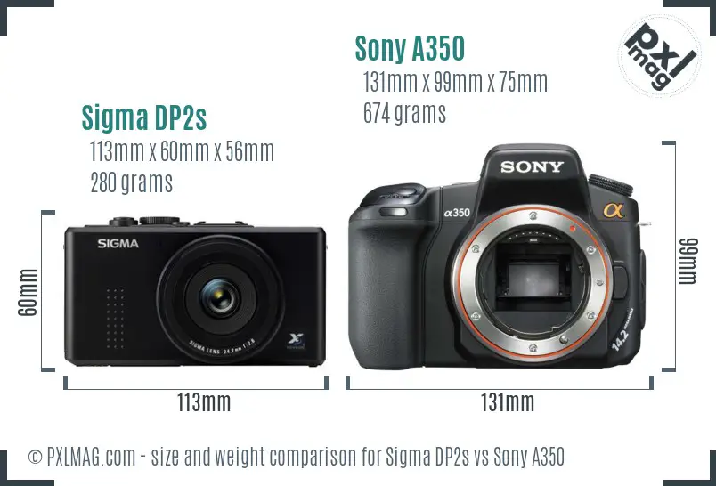 Sigma DP2s vs Sony A350 size comparison