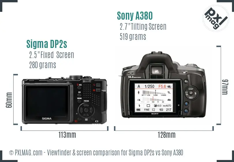 Sigma DP2s vs Sony A380 Screen and Viewfinder comparison Sigma DP2s vs Sony A380 Screen and Viewfinder comparison