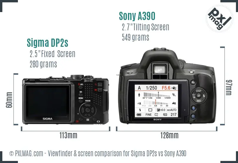 Sigma DP2s vs Sony A390 Screen and Viewfinder comparison