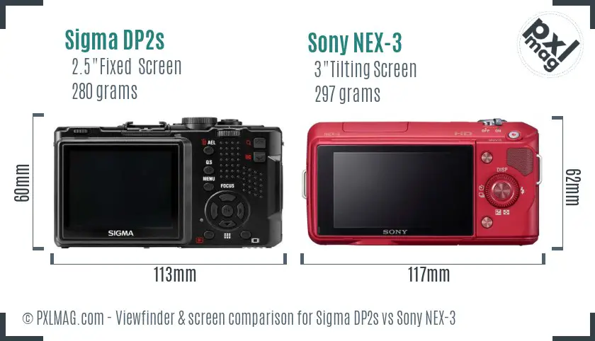 Sigma DP2s vs Sony NEX-3 Screen and Viewfinder comparison