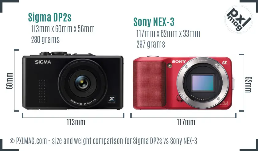 Sigma DP2s vs Sony NEX-3 size comparison