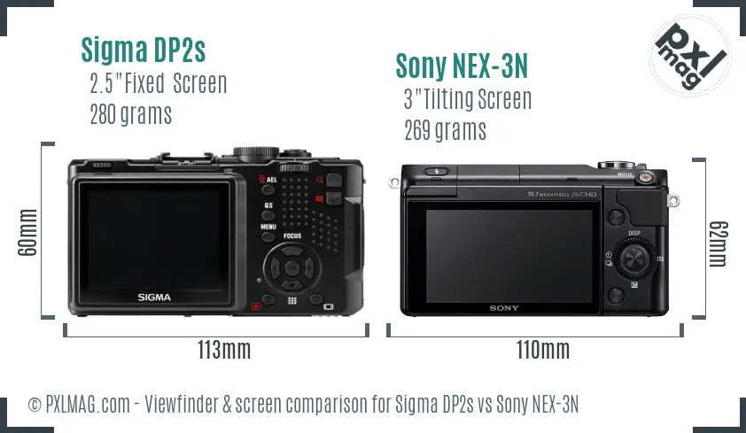 Sigma DP2s vs Sony NEX-3N Screen and Viewfinder comparison