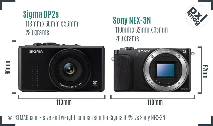 Sigma DP2s vs Sony NEX-3N size comparison