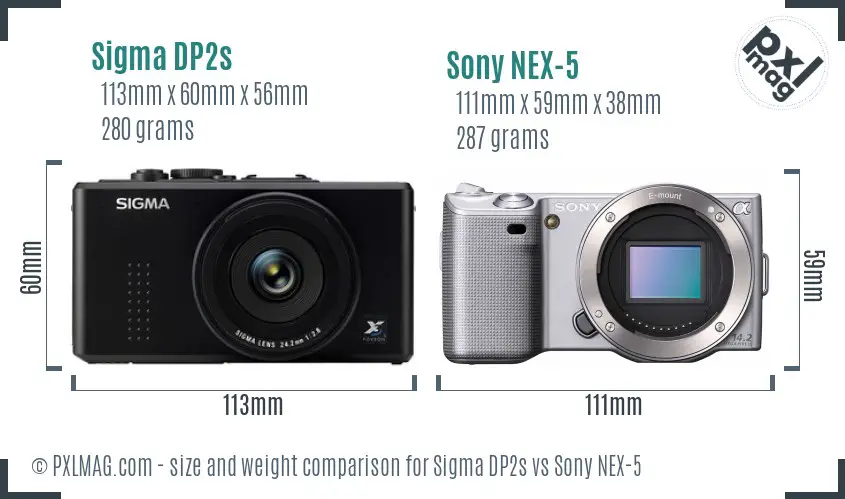 Sigma DP2s vs Sony NEX-5 size comparison