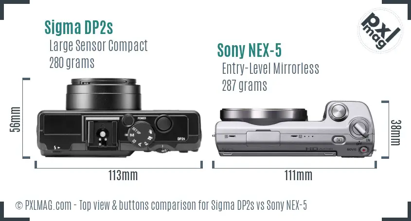 Sigma DP2s vs Sony NEX-5 top view buttons comparison