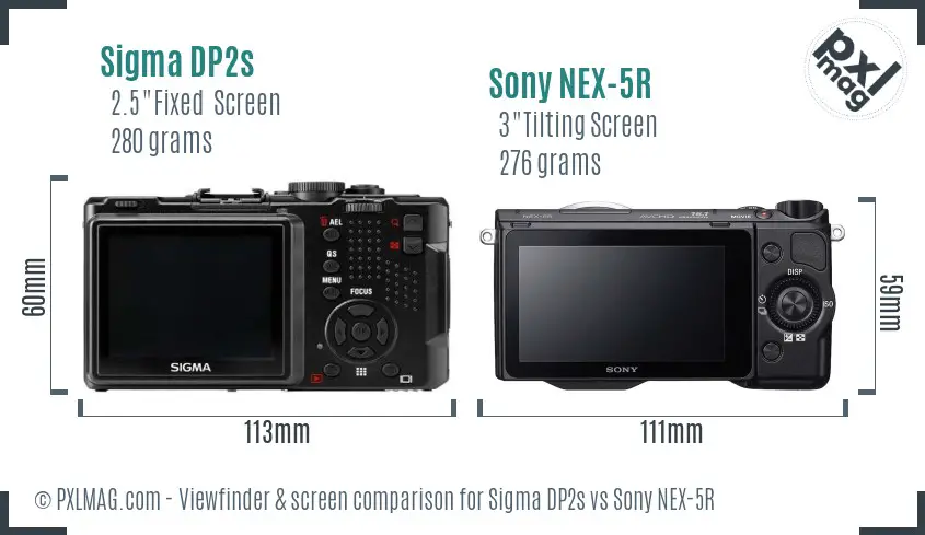 Sigma DP2s vs Sony NEX-5R Screen and Viewfinder comparison