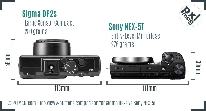 Sigma DP2s vs Sony NEX-5T top view buttons comparison