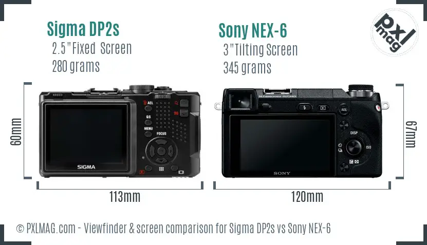 Sigma DP2s vs Sony NEX-6 Screen and Viewfinder comparison