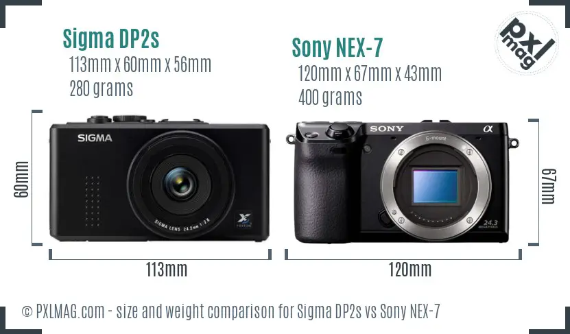 Sigma DP2s vs Sony NEX-7 size comparison