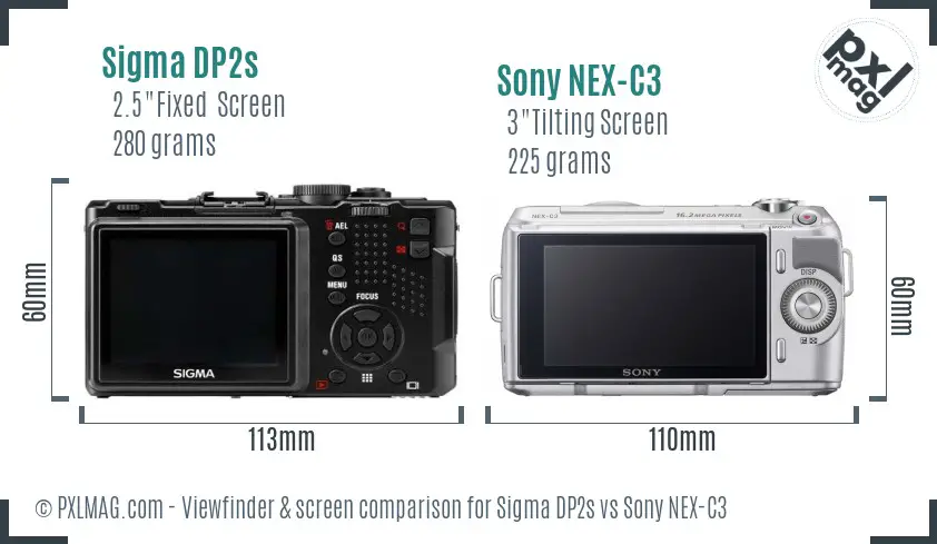Sigma DP2s vs Sony NEX-C3 Screen and Viewfinder comparison