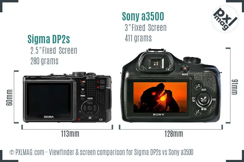 Sigma DP2s vs Sony a3500 Screen and Viewfinder comparison