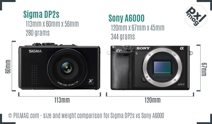 Sigma DP2s vs Sony A6000 size comparison