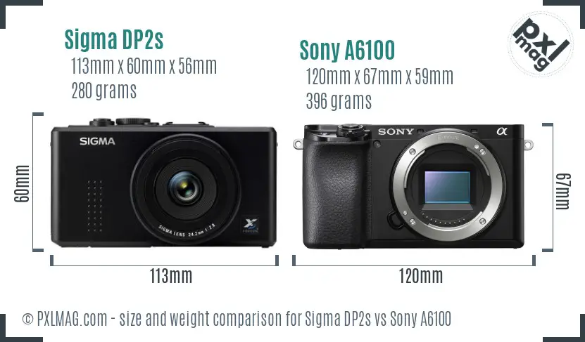 Sigma DP2s vs Sony A6100 size comparison