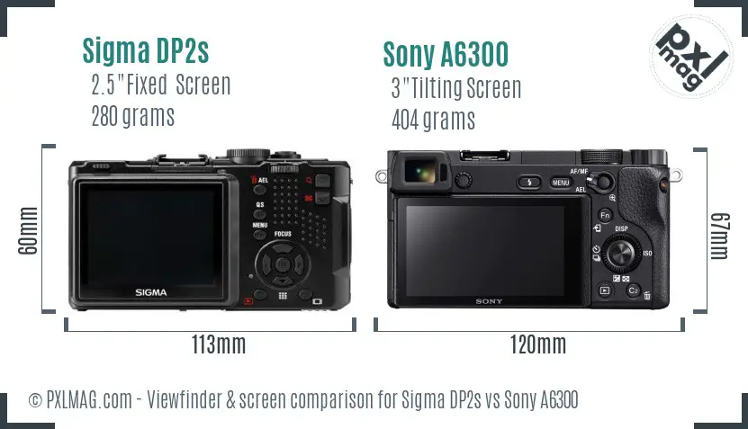 Sigma DP2s vs Sony A6300 Screen and Viewfinder comparison