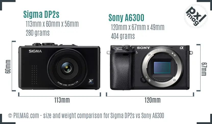 Sigma DP2s vs Sony A6300 size comparison