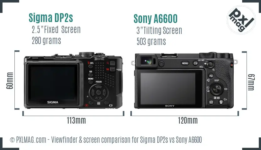 Sigma DP2s vs Sony A6600 Screen and Viewfinder comparison