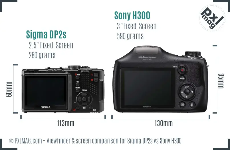 Sigma DP2s vs Sony H300 Screen and Viewfinder comparison