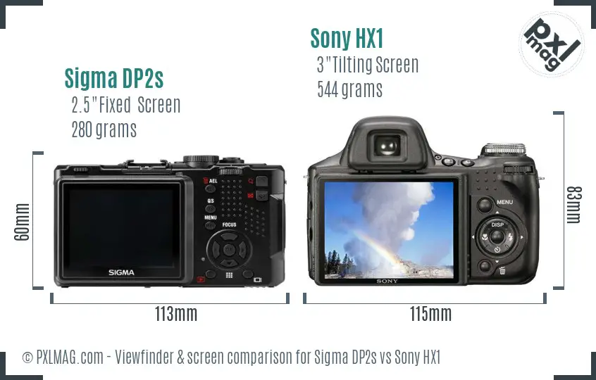 Sigma DP2s vs Sony HX1 Screen and Viewfinder comparison