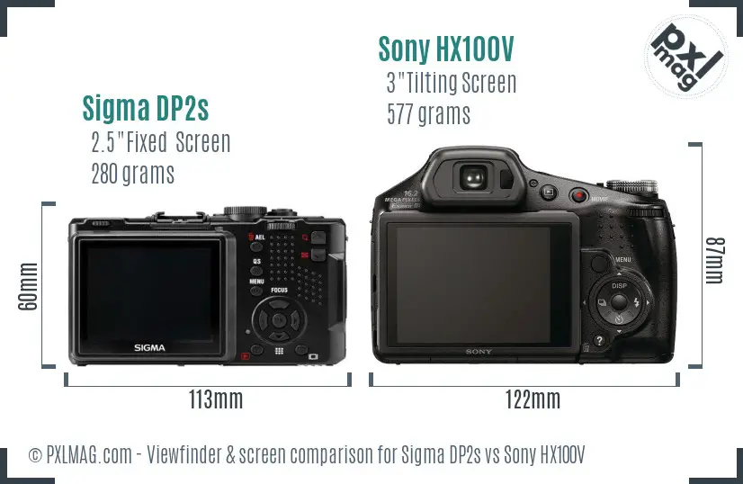 Sigma DP2s vs Sony HX100V Screen and Viewfinder comparison