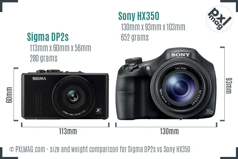 Sigma DP2s vs Sony HX350 size comparison Sigma DP2s vs Sony HX350 size comparison