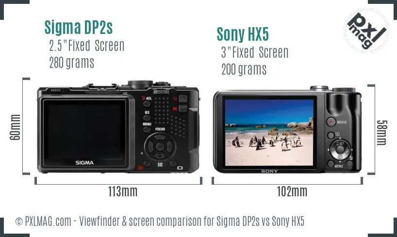 Sigma DP2s vs Sony HX5 Screen and Viewfinder comparison Sigma DP2s vs Sony HX5 Screen and Viewfinder comparison