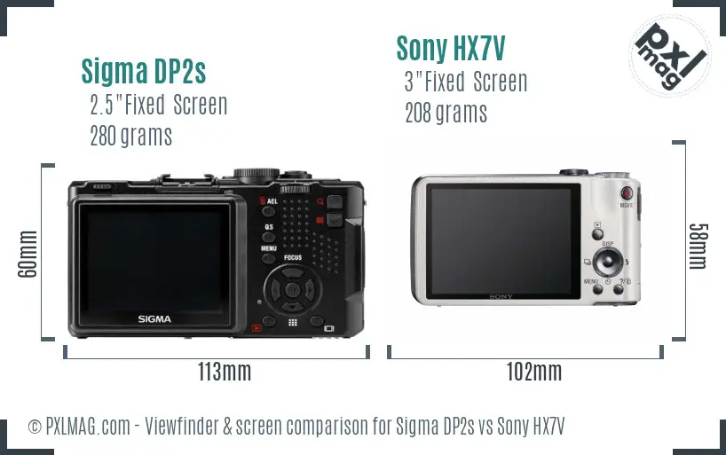 Sigma DP2s vs Sony HX7V Screen and Viewfinder comparison