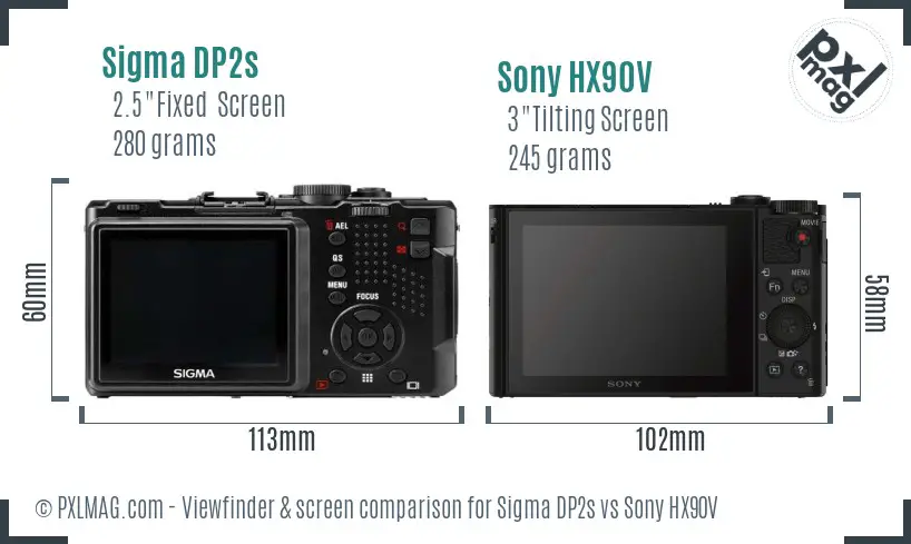 Sigma DP2s vs Sony HX90V Screen and Viewfinder comparison