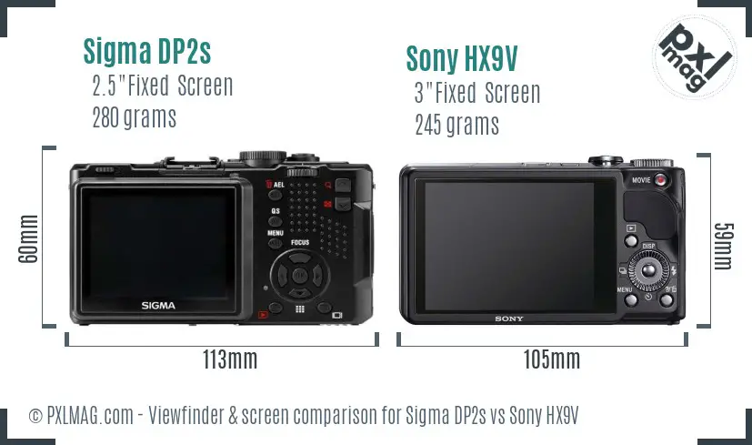 Sigma DP2s vs Sony HX9V Screen and Viewfinder comparison