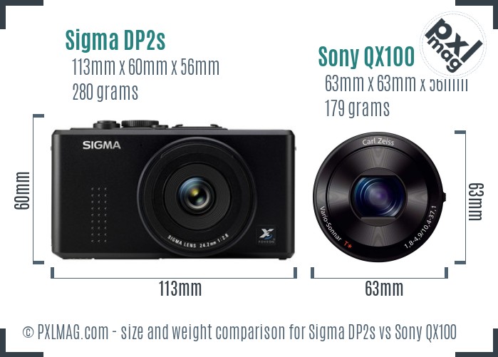 Sigma DP2s vs Sony QX100 size comparison Sigma DP2s vs Sony QX100 size comparison