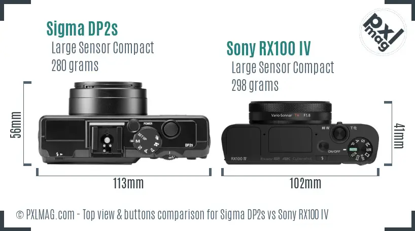 Sigma DP2s vs Sony RX100 IV top view buttons comparison