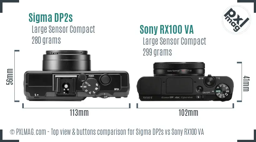Sigma DP2s vs Sony RX100 VA top view buttons comparison