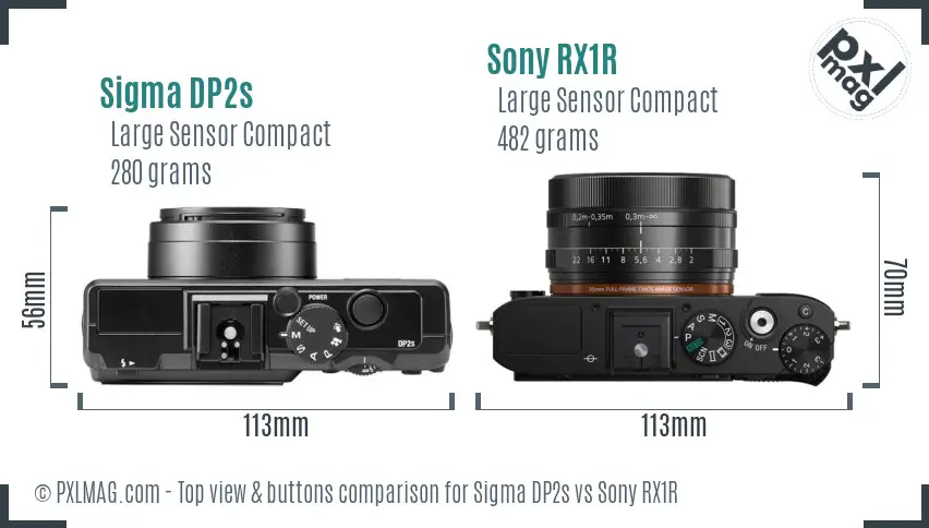 Sigma DP2s vs Sony RX1R top view buttons comparison