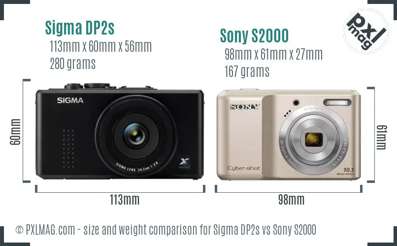 Sigma DP2s vs Sony S2000 size comparison