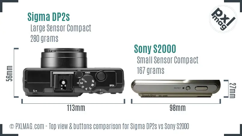 Sigma DP2s vs Sony S2000 top view buttons comparison