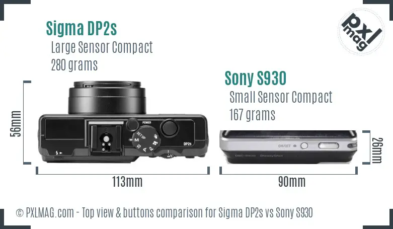 Sigma DP2s vs Sony S930 top view buttons comparison