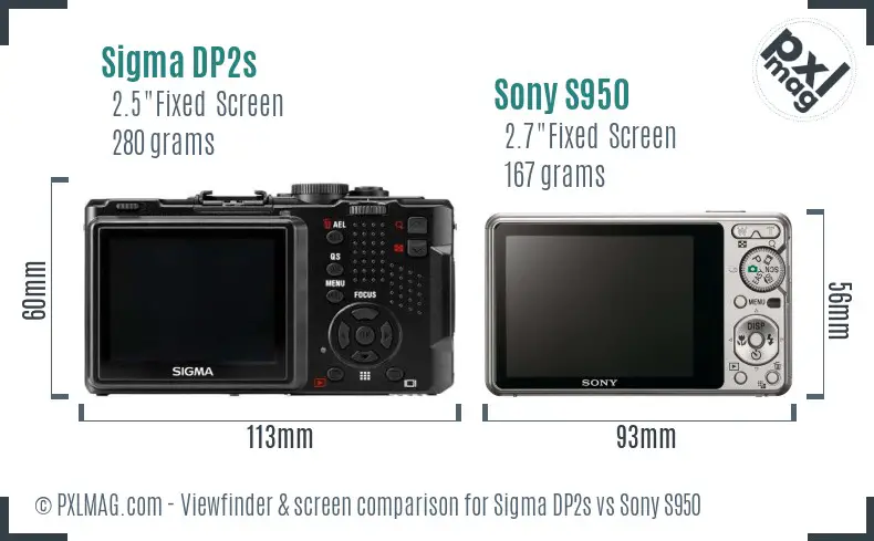Sigma DP2s vs Sony S950 Screen and Viewfinder comparison