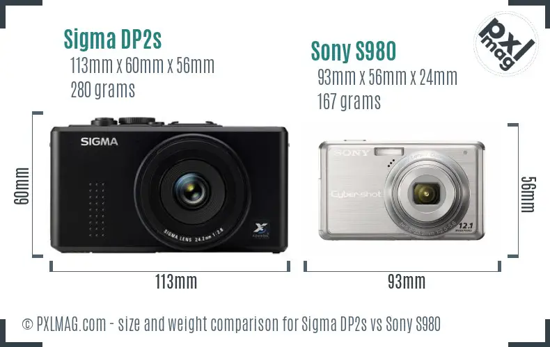 Sigma DP2s vs Sony S980 size comparison