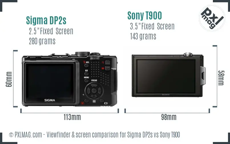 Sigma DP2s vs Sony T900 Screen and Viewfinder comparison